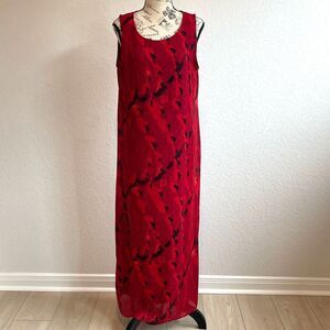 VTG Borcellini Womens Dress 13/14 Red Maxi Dress relaxed Bohemian Romantic Beach